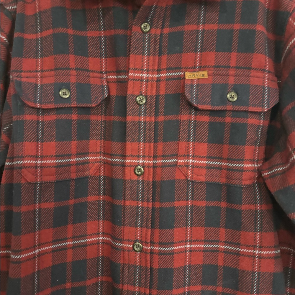 ORVIS PLAID FLANNEL SHIRT MEN LARGE
DARK RED FLANNEL